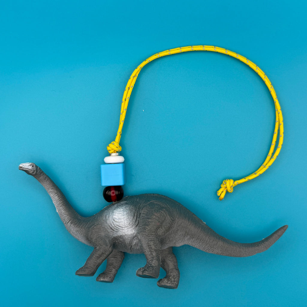 Vintage Toy Dino with Beaded Paracord Bag Charm
