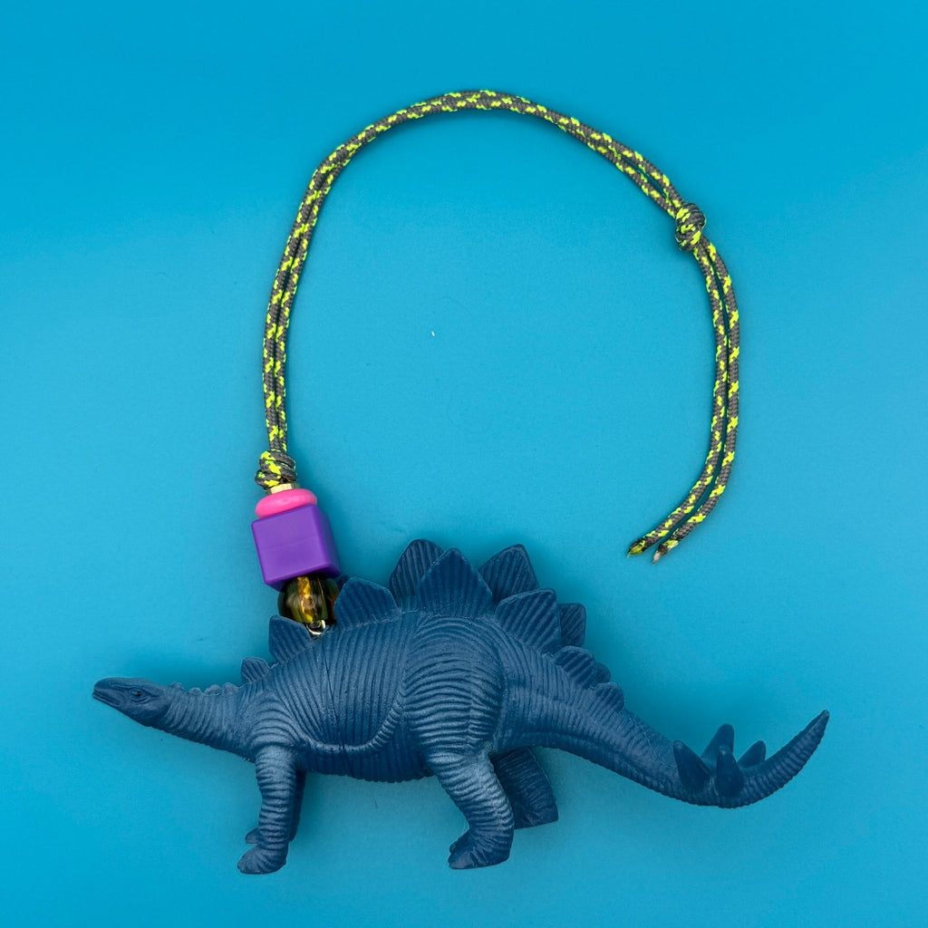 Vintage Toy Dino with Beaded Paracord Bag Charm
