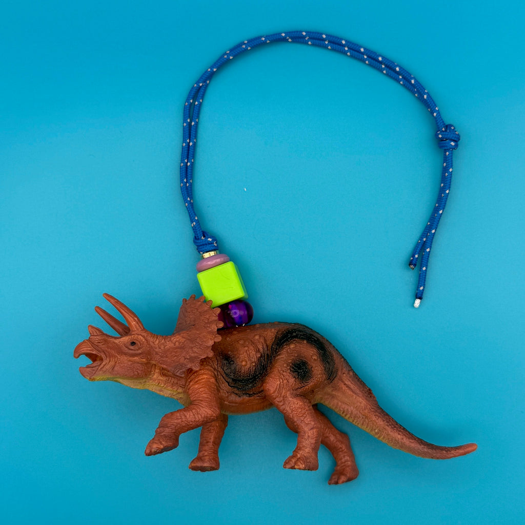 Vintage Toy Dino with Beaded Paracord Bag Charm