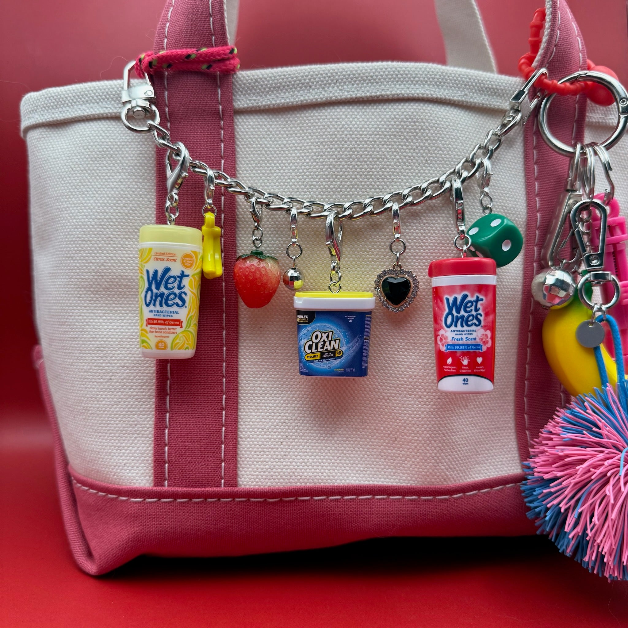 Mini Wet Ones Red Wipes -  vintage keychain vintage charms for bag nostalgia vintage keychains y2k collectible - Bag Crap