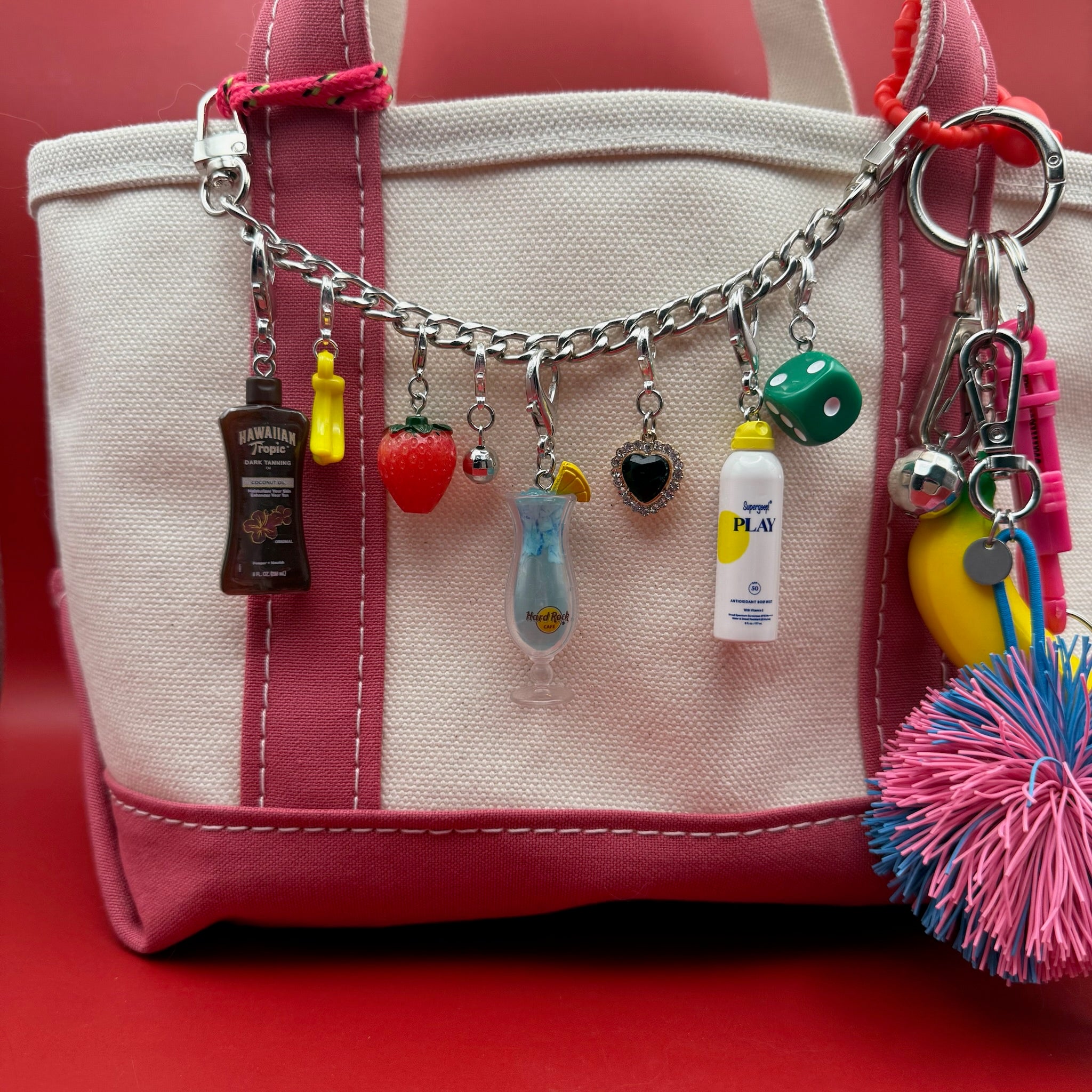 Mini Hawaiian Tropic Coconut Tanning Oil -  vintage keychain vintage charms for bag nostalgia vintage keychains y2k collectible - Bag Crap