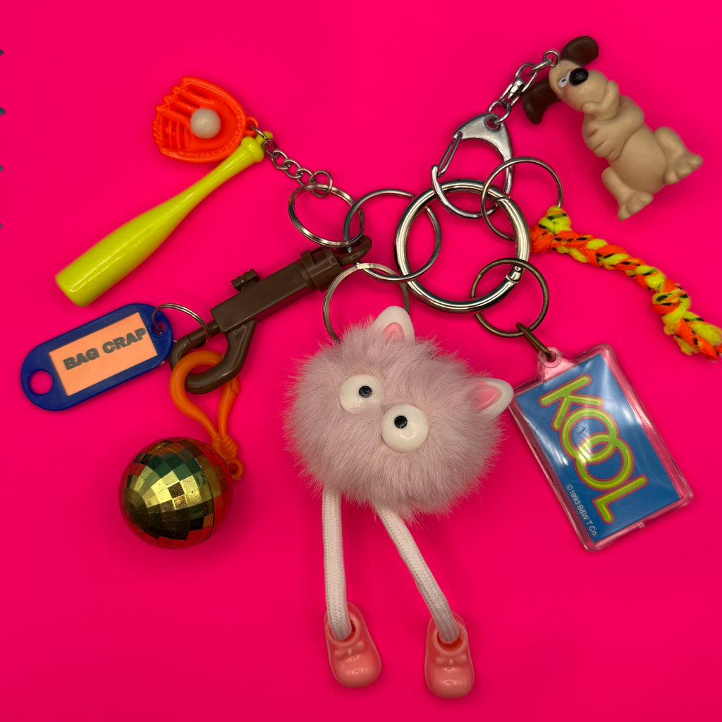 Leggy Pom Pom Monster Gromit and Disco Ball Keychain and Charm Pack