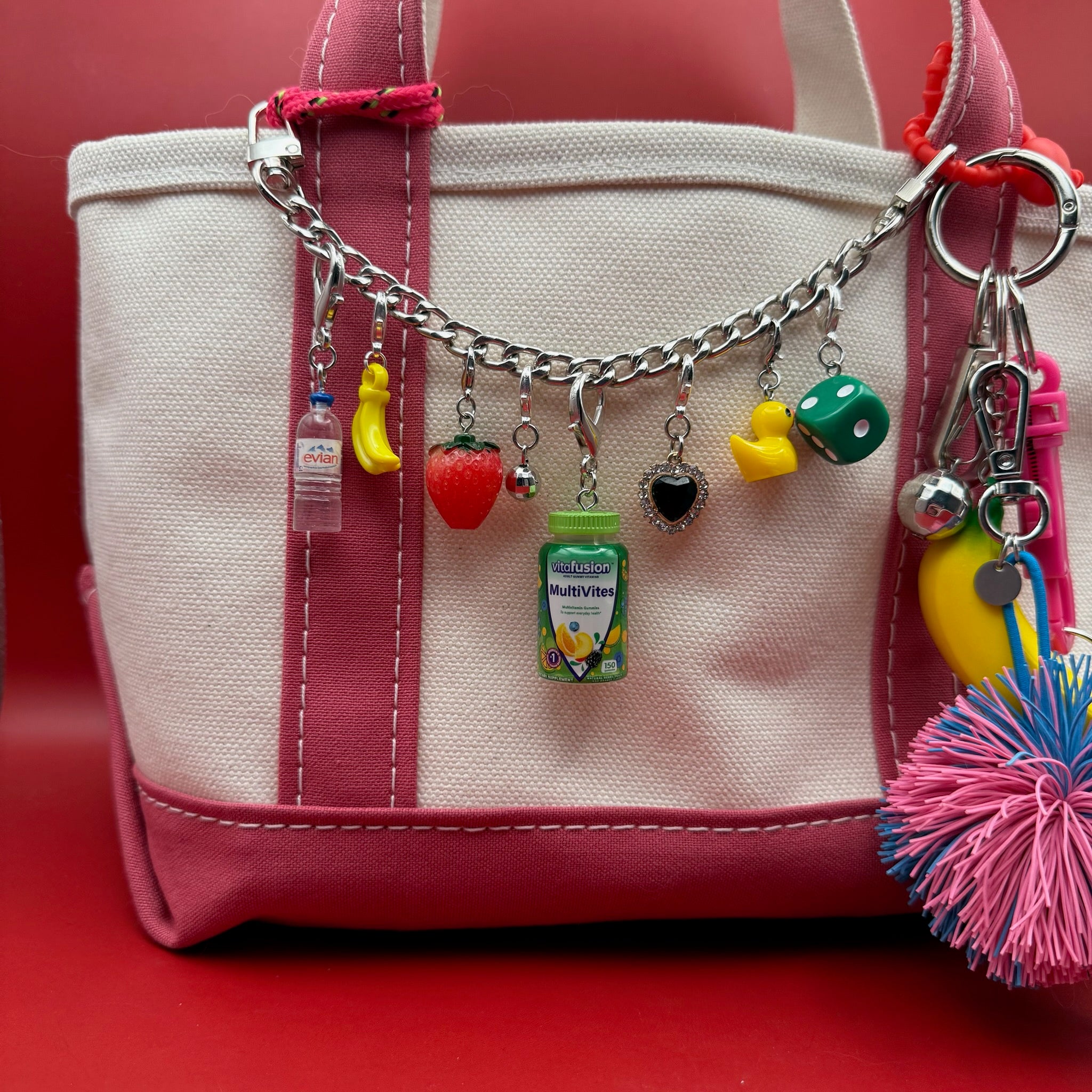 Mini Evian Water Bottle -  vintage keychain vintage charms for bag nostalgia vintage keychains y2k collectible - Bag Crap
