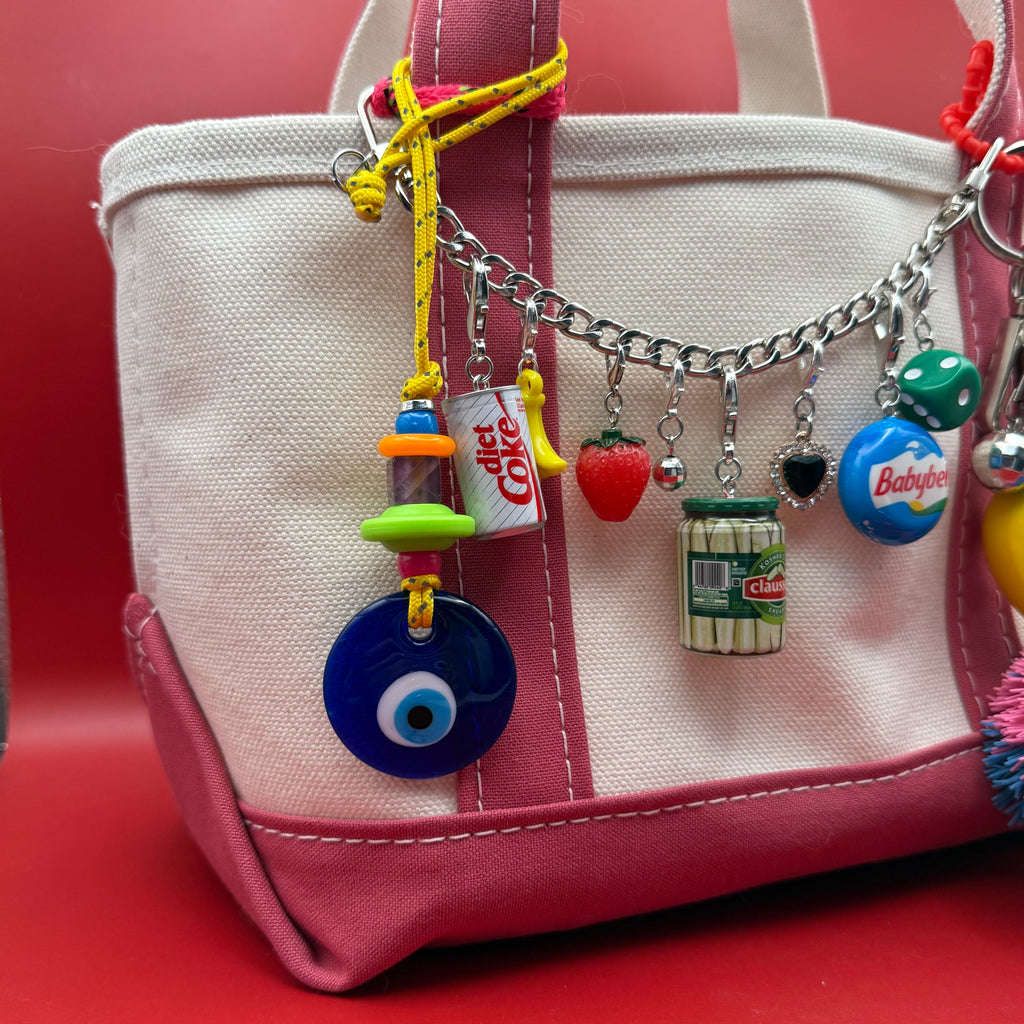 Yellow Evil Eye Amethyst Beaded Paracord Bag Charm