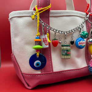 Yellow Evil Eye Amethyst Beaded Paracord -  vintage keychain vintage charms for bag nostalgia vintage keychains y2k collectible - Bag Crap