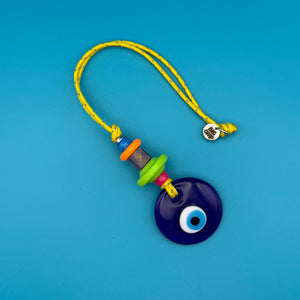 Yellow Evil Eye Amethyst Beaded Paracord -  vintage keychain vintage charms for bag nostalgia vintage keychains y2k collectible - Bag Crap