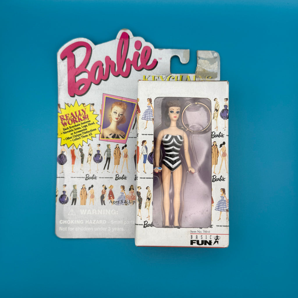 NIB 90s Vintage Keychain: Brunette Original Barbie