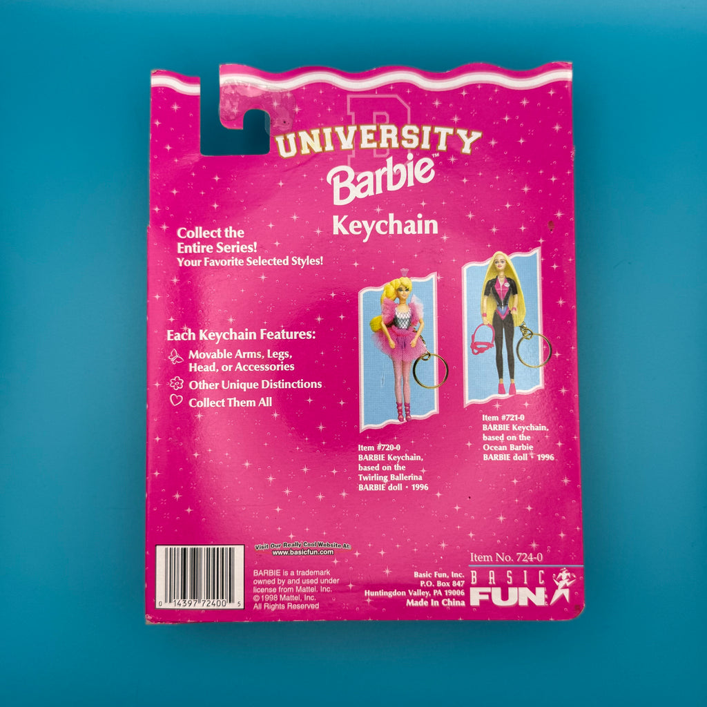 NIB 90s Vintage Keychain: Blue & White University CheerleaderBarbie