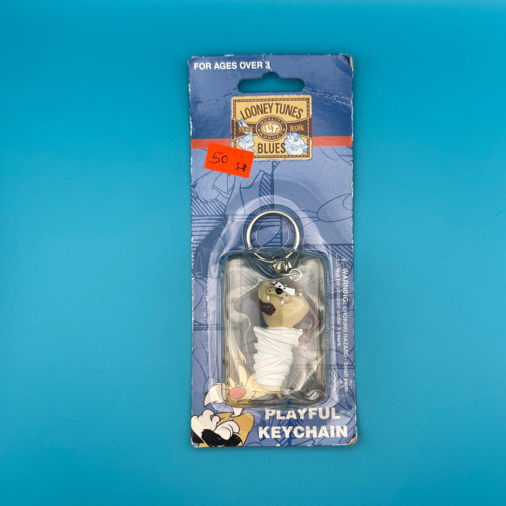 NIB 90s Vintage Looney Tunes Tasmanian Devil Keychain