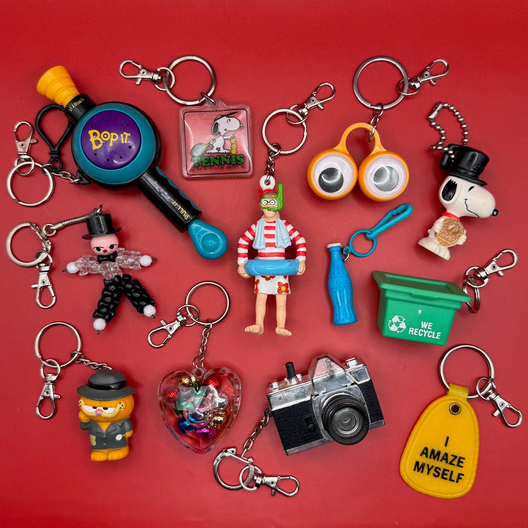 1980s-2000s Nostalgic  s & s: Snoopy & Garfield - snoopy rar peanuts vintage keychain vintage charms for bag nostalgia vintage keychains y2k collectible - Bag Crap