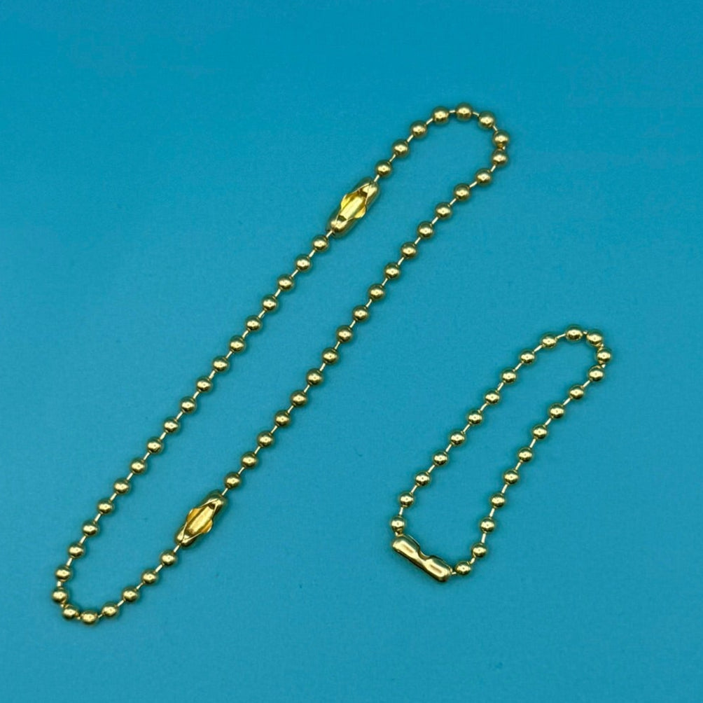 Gold Metal Beaded Ball Chains- 3 Pack - clips carabiners charms keychains bag designer vintage keychain vintage charms for bag nostalgia vintage keychains y2k collectible - Bag Crap
