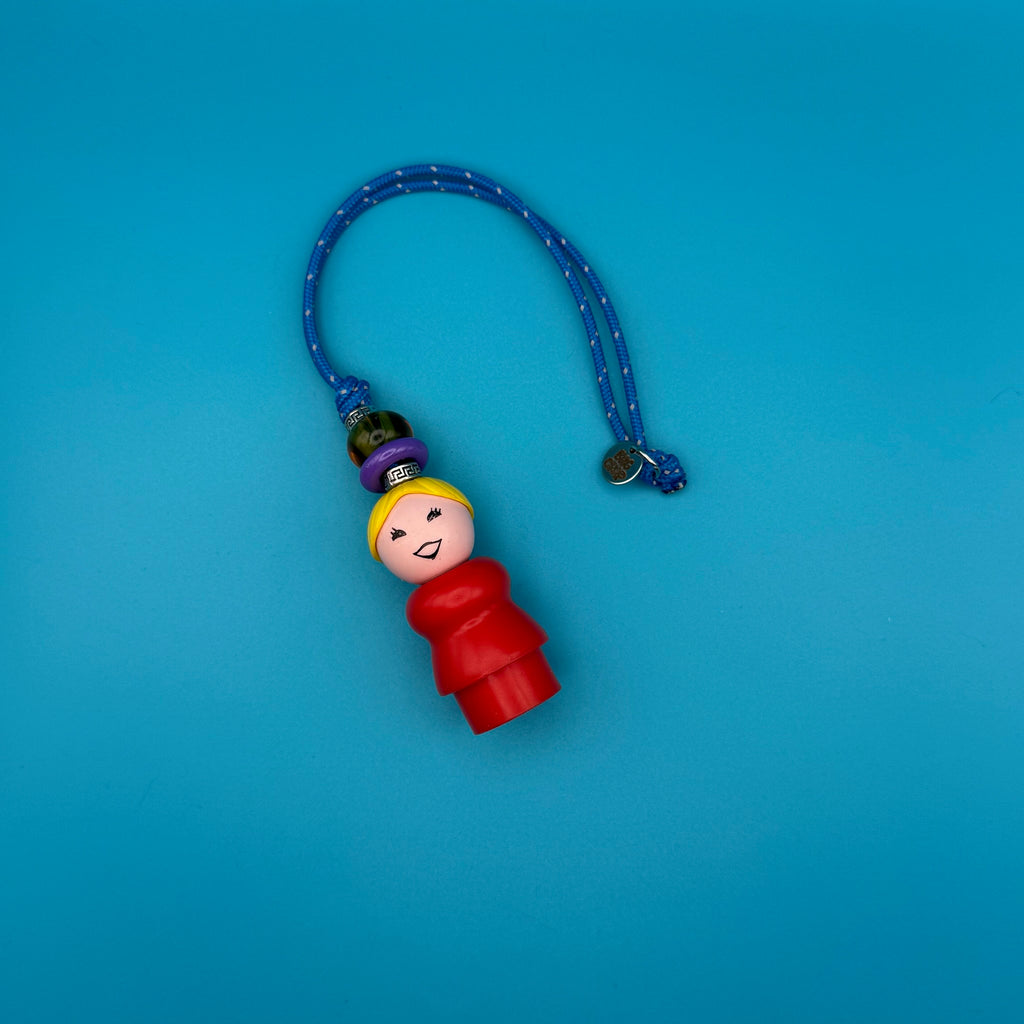 Vintage 1980s Fisher Price Blonde Woman Paracord Bag Charm