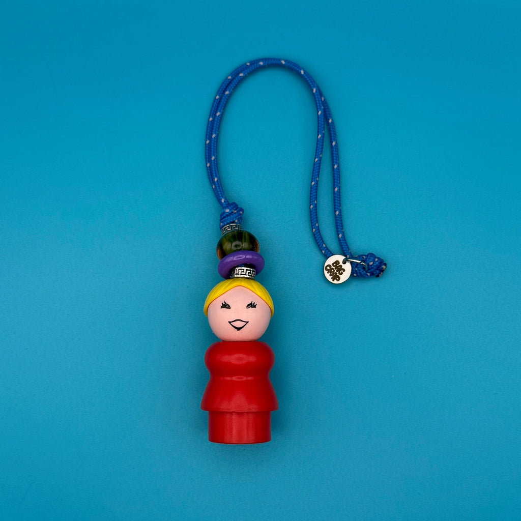 Vintage 1980s Fisher Price Blonde Woman Paracord Bag Charm