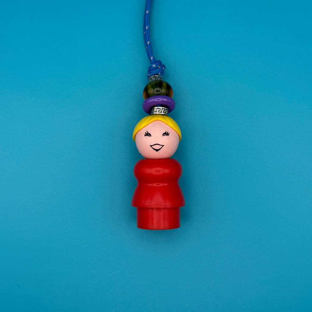 Vintage 1980s Fisher Price Blonde Woman Paracord Bag Charm