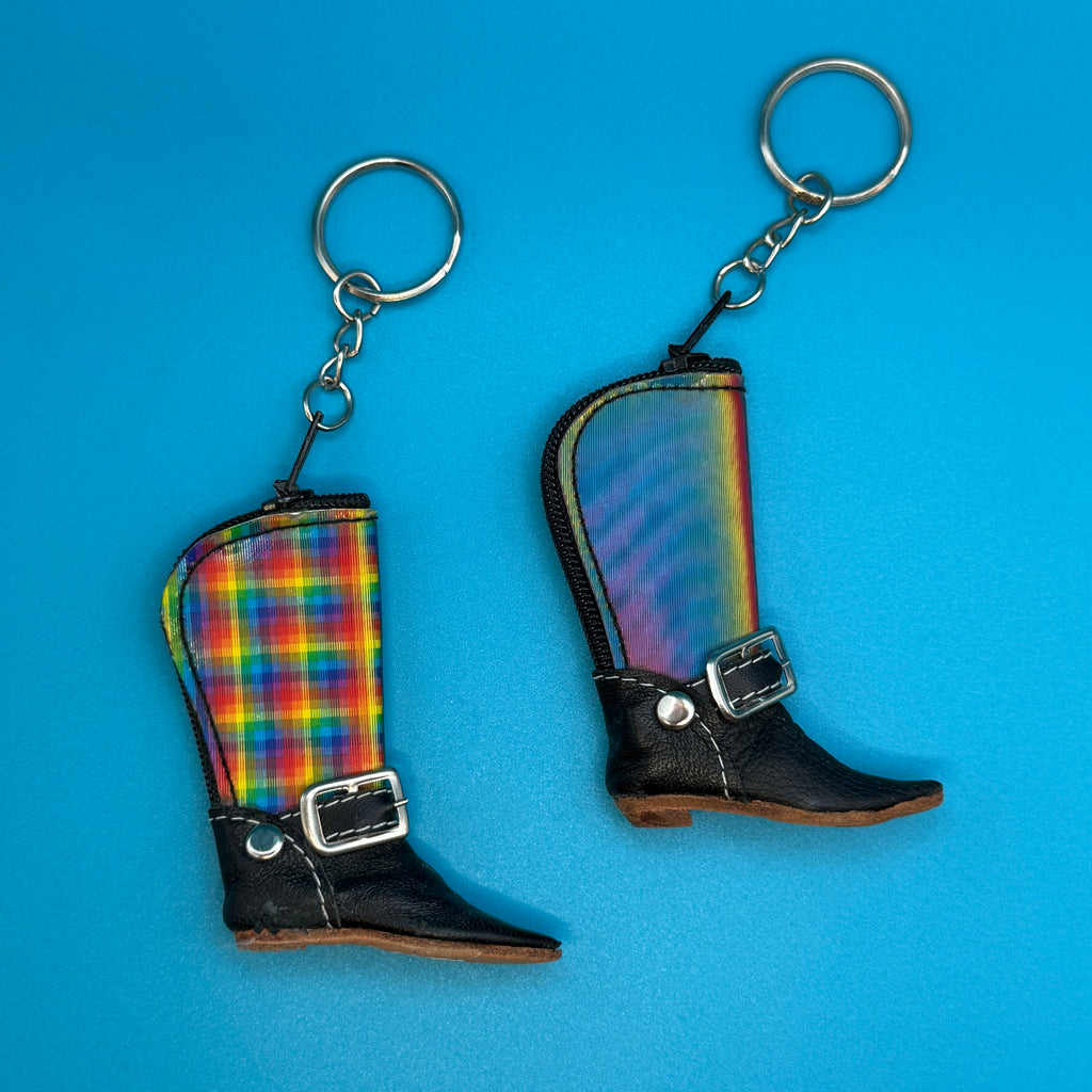 Vintage Holographic Coin Pouch Boot Keychains