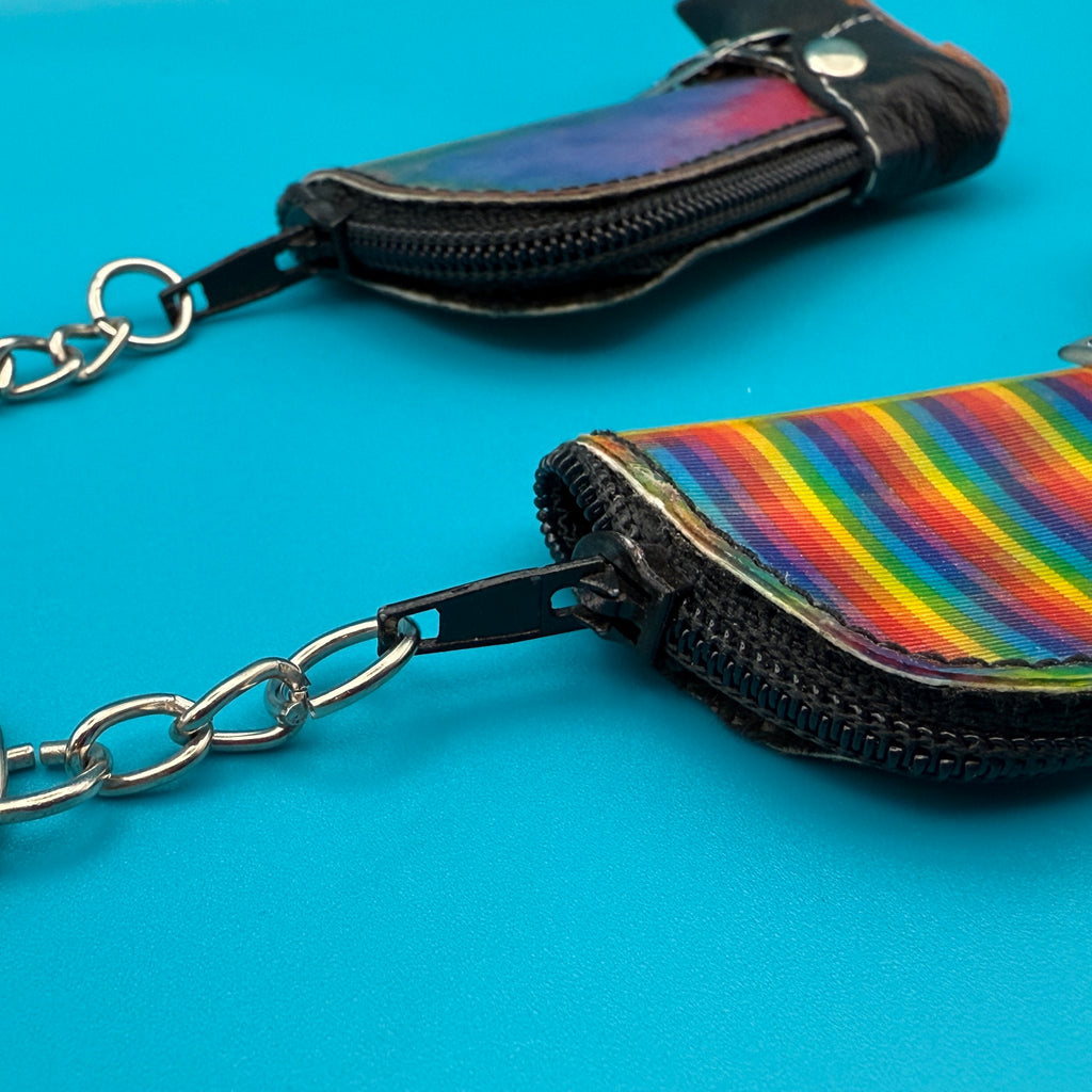 Vintage Holographic Coin Pouch Boot Keychains