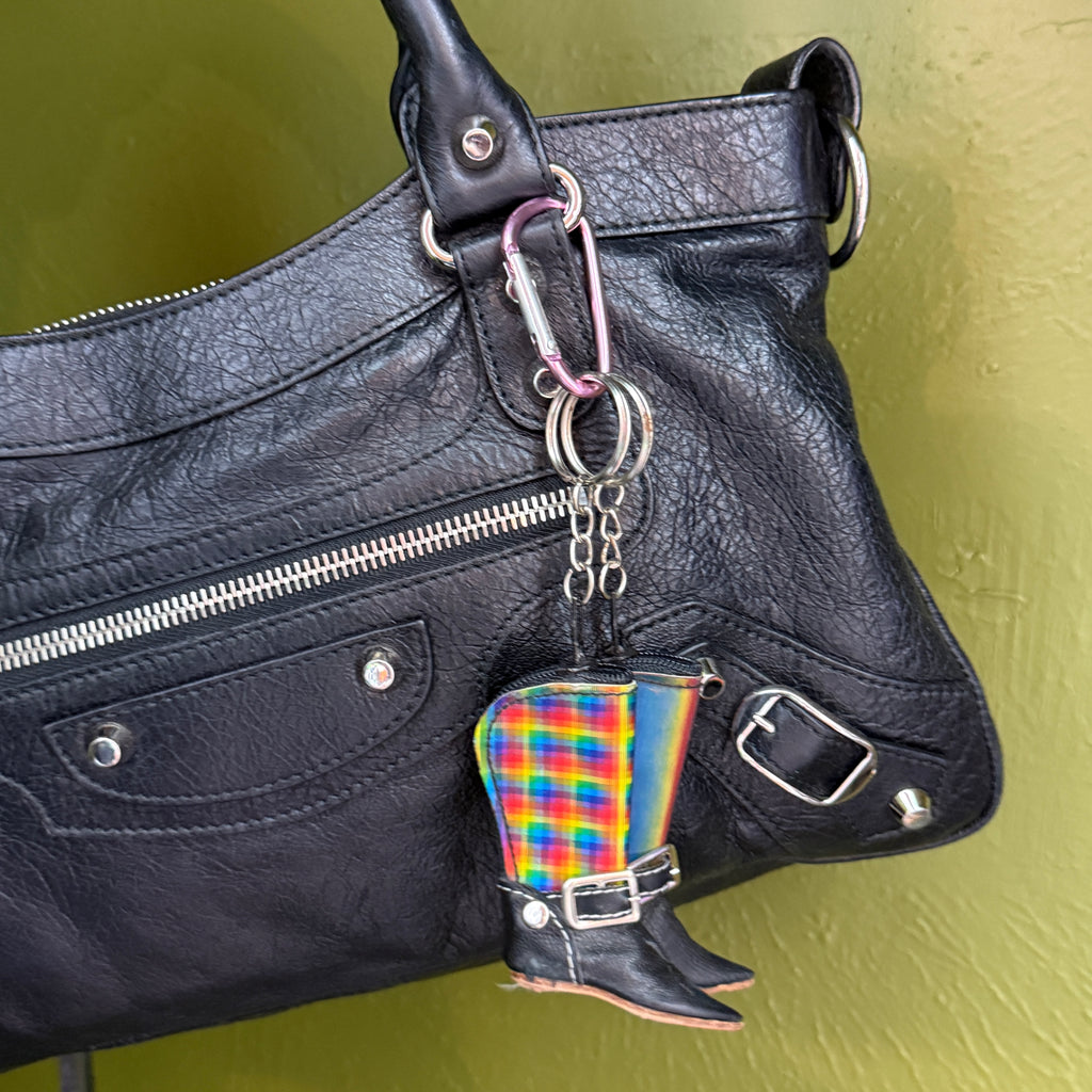 Vintage Holographic Coin Pouch Boot Keychains