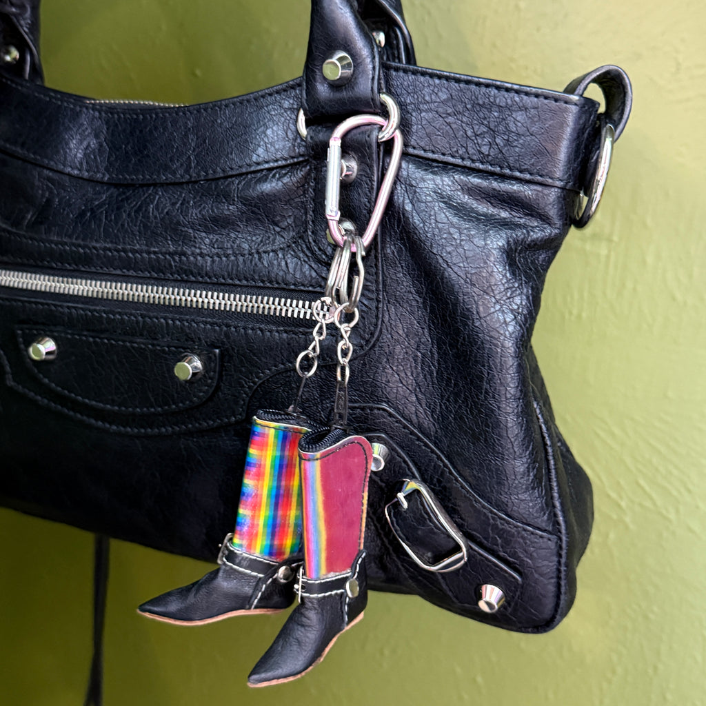 Vintage Holographic Coin Pouch Boot Keychains