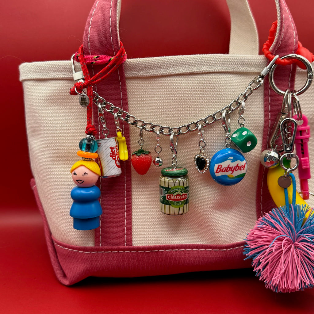 Vintage 1980s Fisher Price Blonde Woman Red Paracord Bag Charm