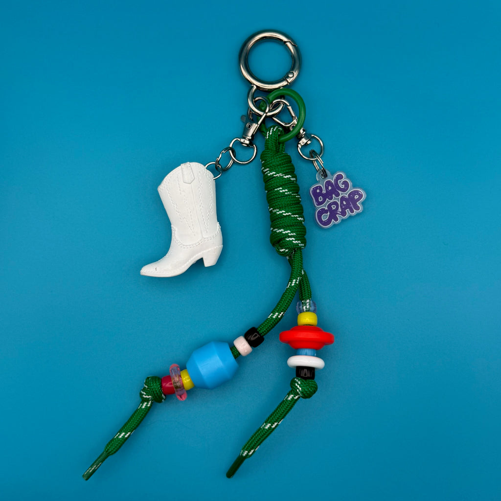 Mini Cowboy Boot Green Paracord Bag Charm