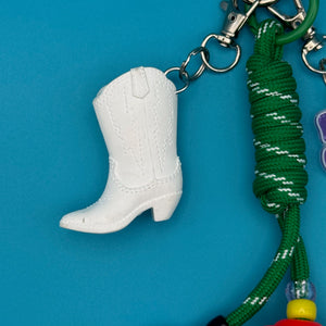 Mini Cowboy Boot Green Paracord - vintage bag charm packs nostalgia vintage y2k vintage keychain vintage charms for bag nostalgia vintage keychains y2k collectible - Bag Crap