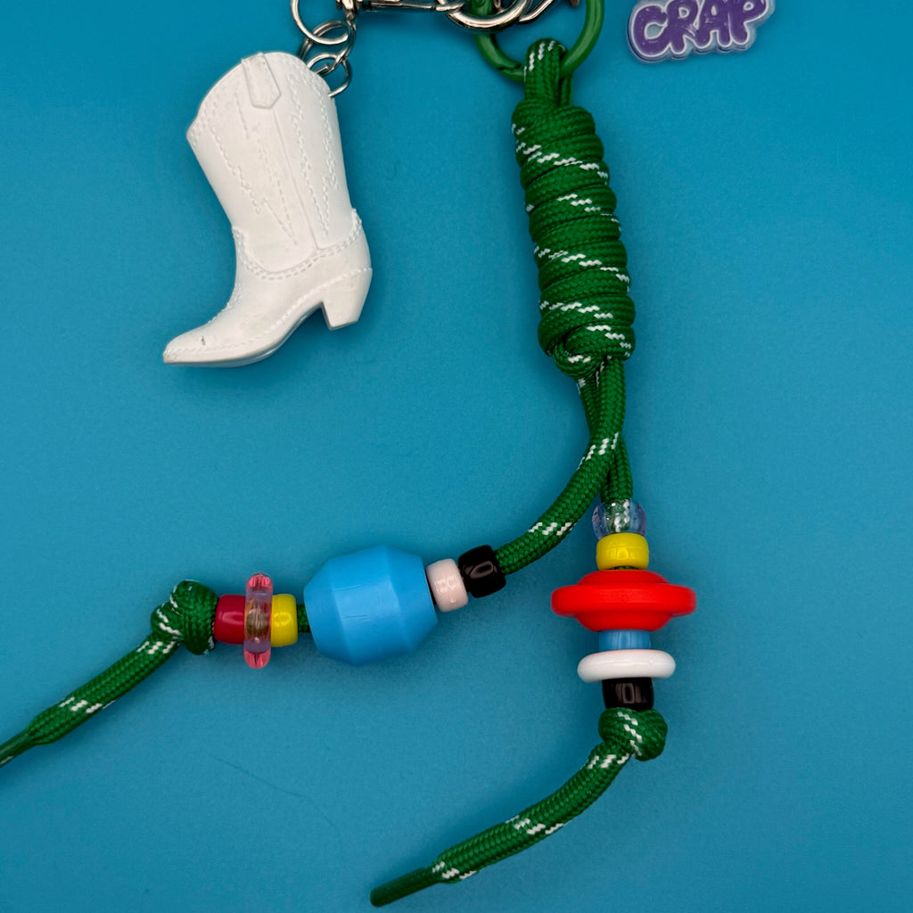 Mini Cowboy Boot Green Paracord Bag Charm