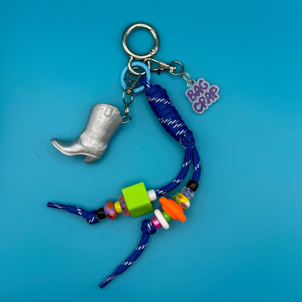 Mini Cowboy Boot Royal Blue Paracord Bag Charm