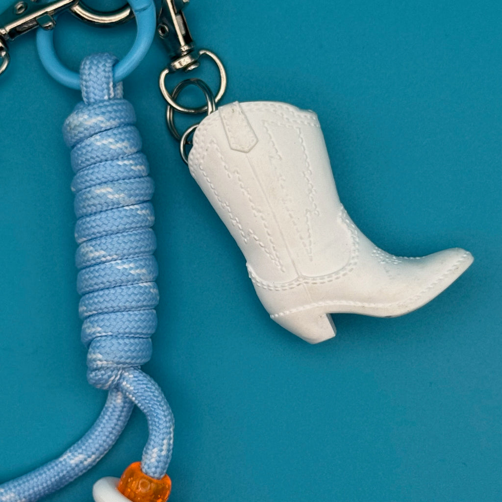 Mini Cowboy Boot Baby Blue Paracord Bag Charm