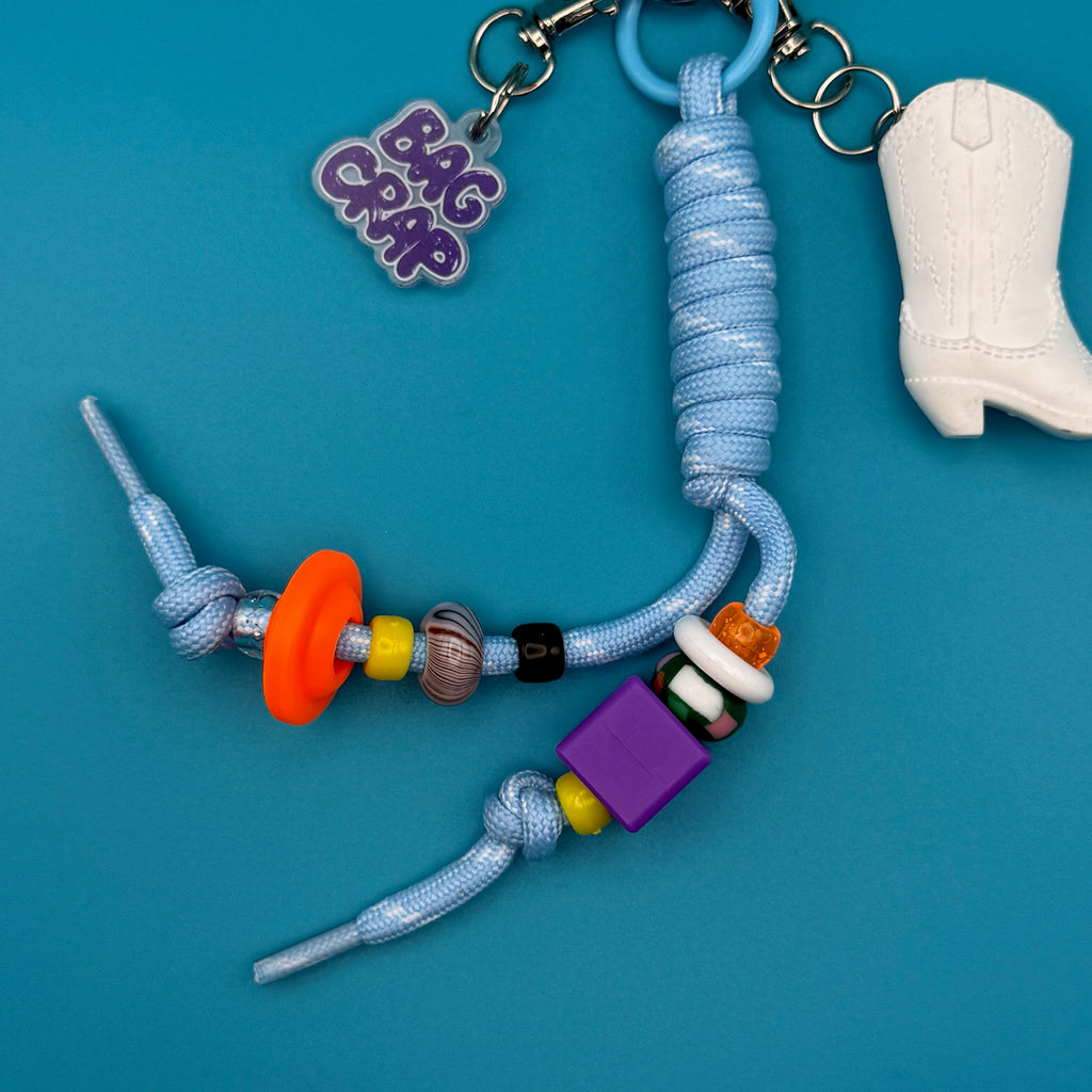 Mini Cowboy Boot Baby Blue Paracord Bag Charm