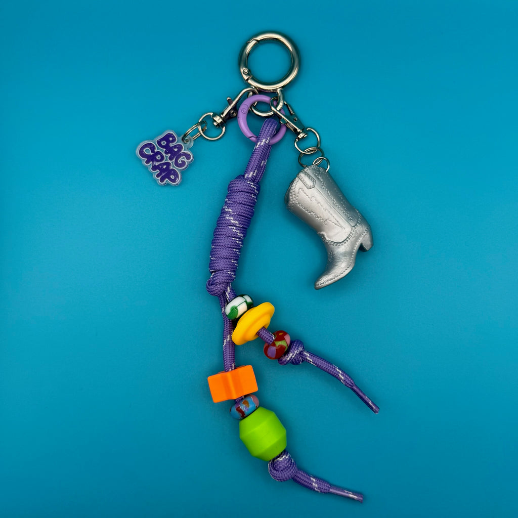 Mini Cowboy Boot Purple Paracord Bag Charm