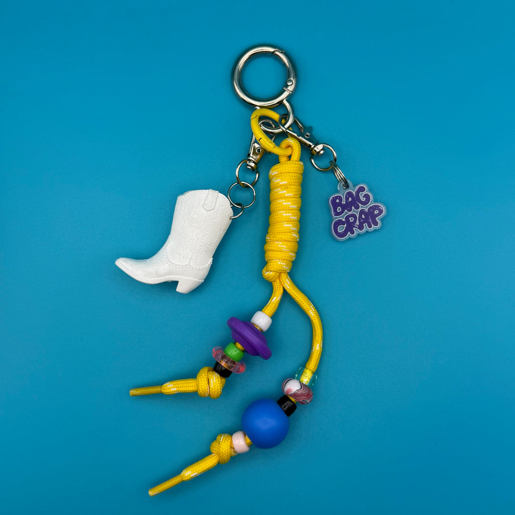 Mini Cowboy Boot Yellow Paracord Bag Charm