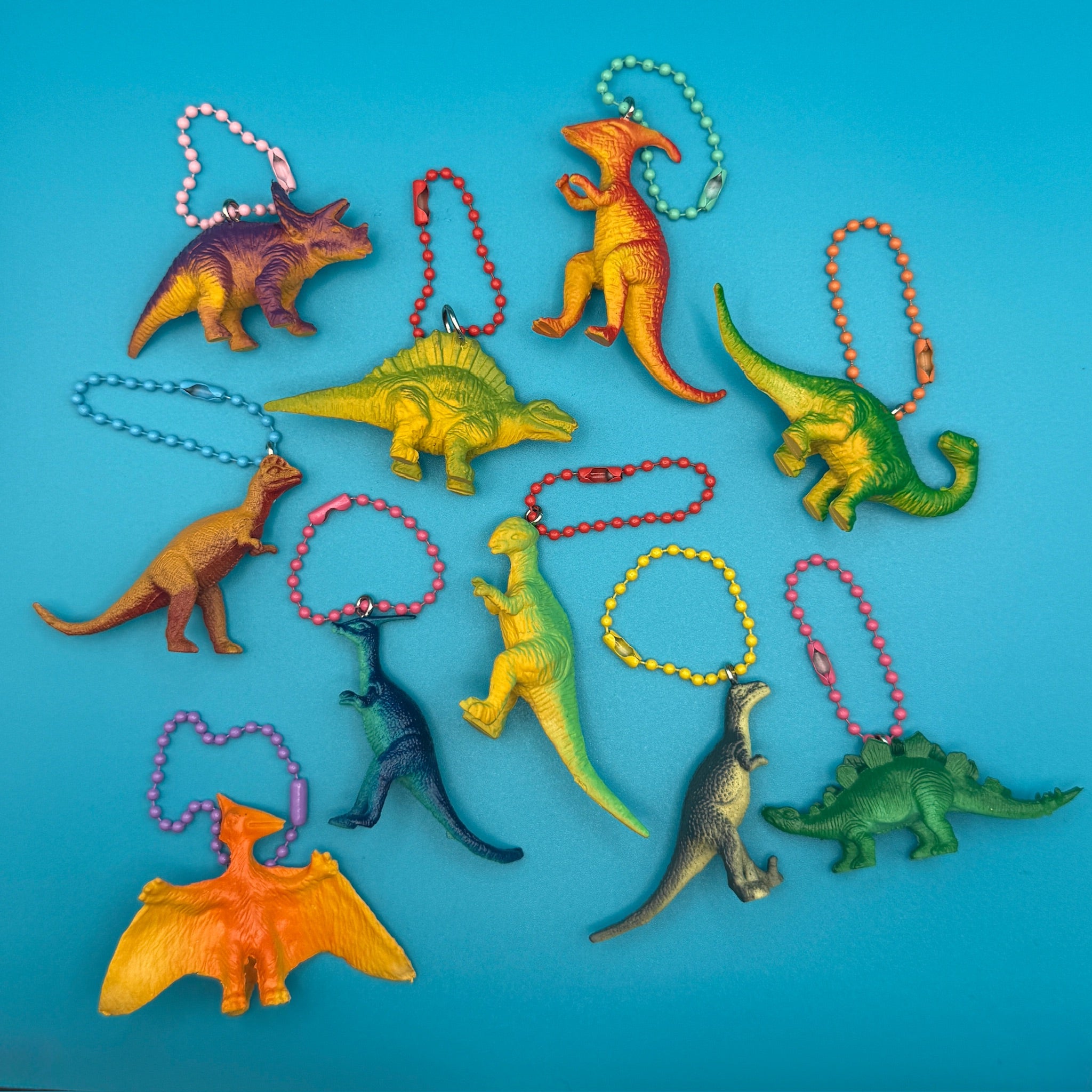 Mini 1' Colorful Toy Dinosaur Mini  s -  vintage keychain vintage charms for bag nostalgia vintage keychains y2k collectible - Bag Crap