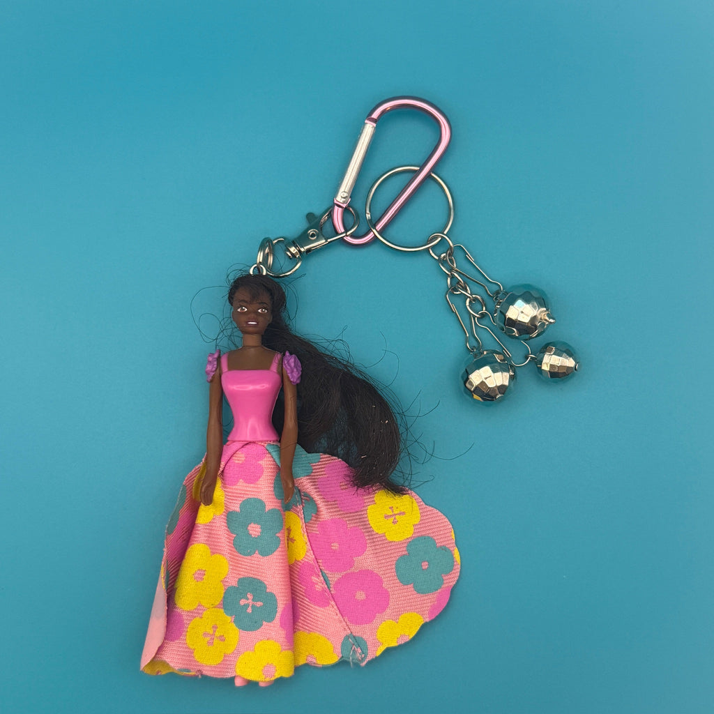 Vintage Floral Dress Barbie Bag Charm