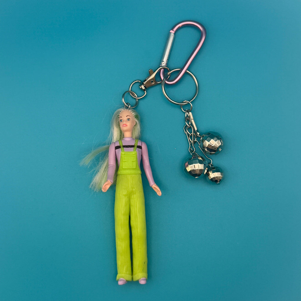 Vintage Green Overalls Barbie Bag Charm
