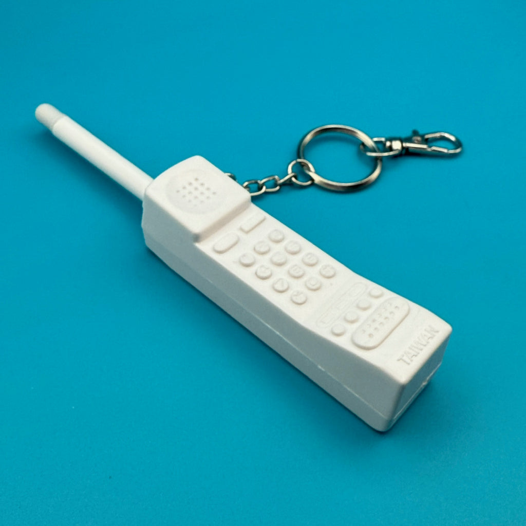 RARE Vintage 90s White Brick Phone Keychain Charm