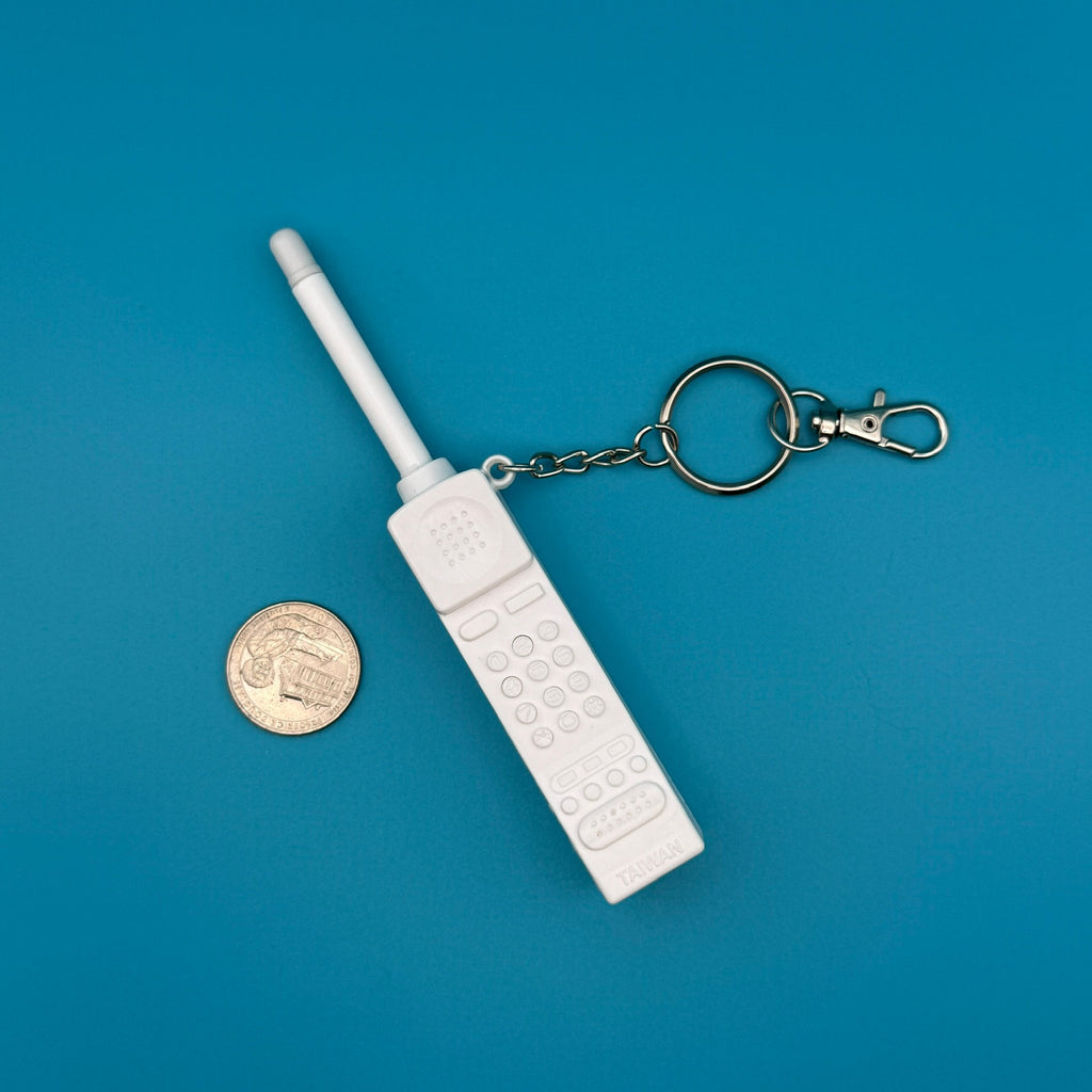 RARE Vintage 90s White Brick Phone Keychain Charm