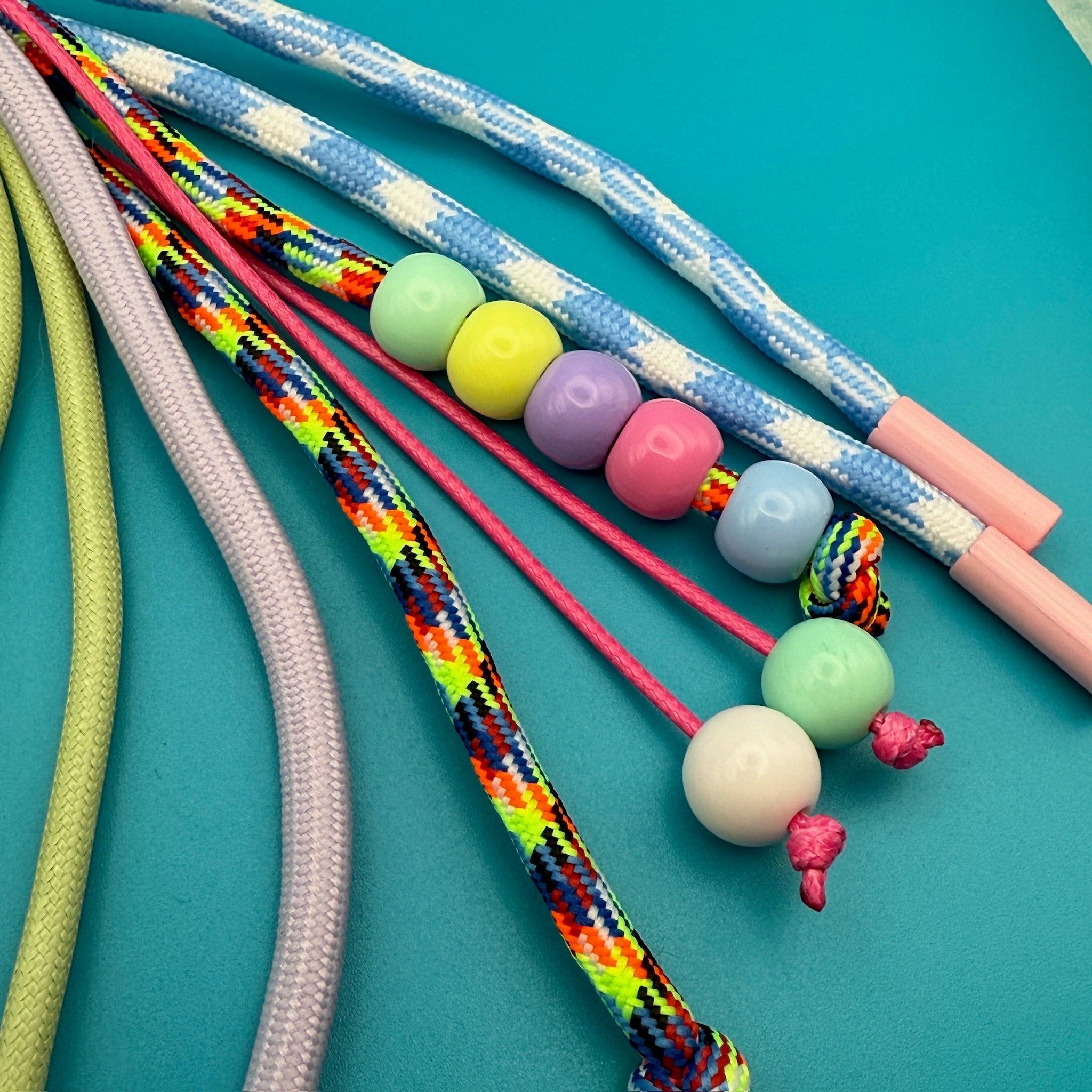 Neon Multi-Colored Beaded Paracord - clips carabiners charms keychains bag designer vintage keychain vintage charms for bag nostalgia vintage keychains y2k collectible - Bag Crap