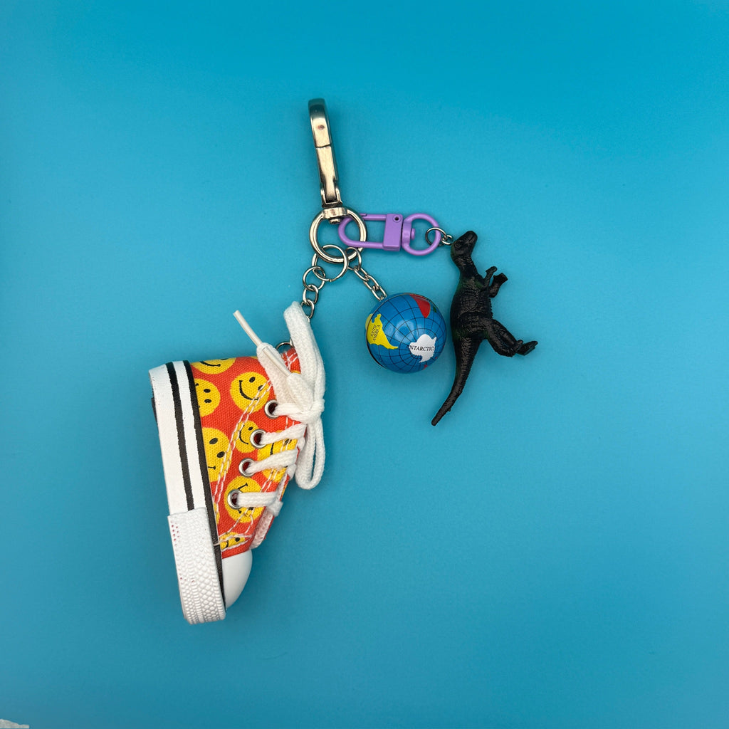 Vintage Orange Sneaker Dinosaur Bag Charm Pack
