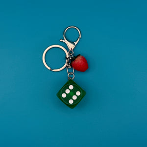 Retro Green Dice & Strawberry - vintage bag charm packs nostalgia vintage y2k vintage keychain vintage charms for bag nostalgia vintage keychains y2k collectible - Bag Crap
