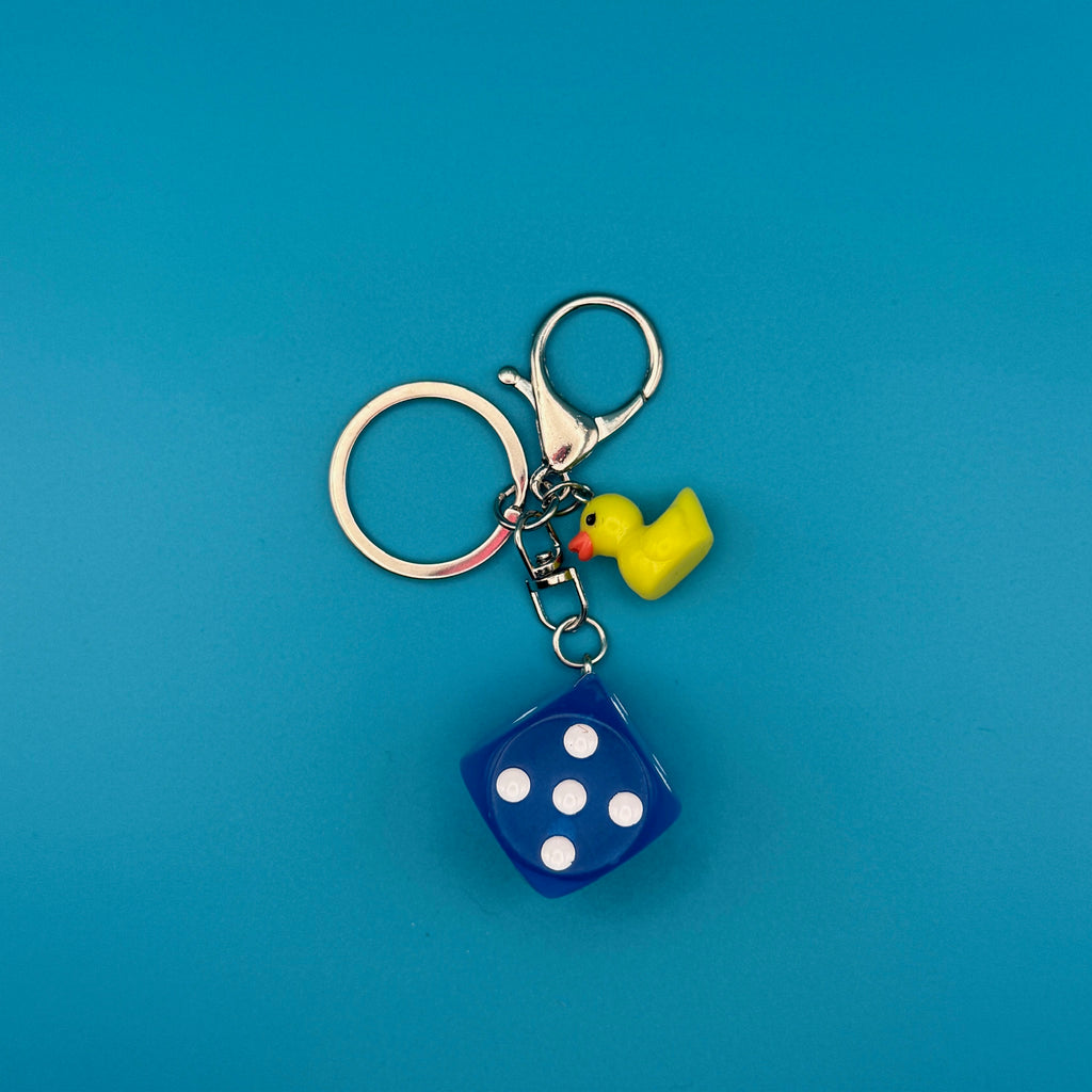 Retro Blue Dice & Rubber Ducky Bag Charm