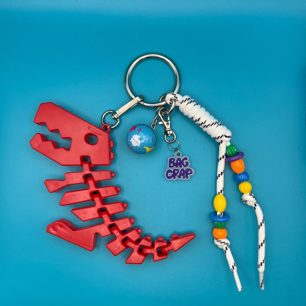 Red Dinosaur Silver Bag Charm Pack