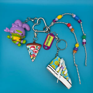 Pizza Slice and TMNT x Sanrio   Pack - vintage bag charm packs nostalgia vintage y2k vintage keychain vintage charms for bag nostalgia vintage keychains y2k collectible - Bag Crap