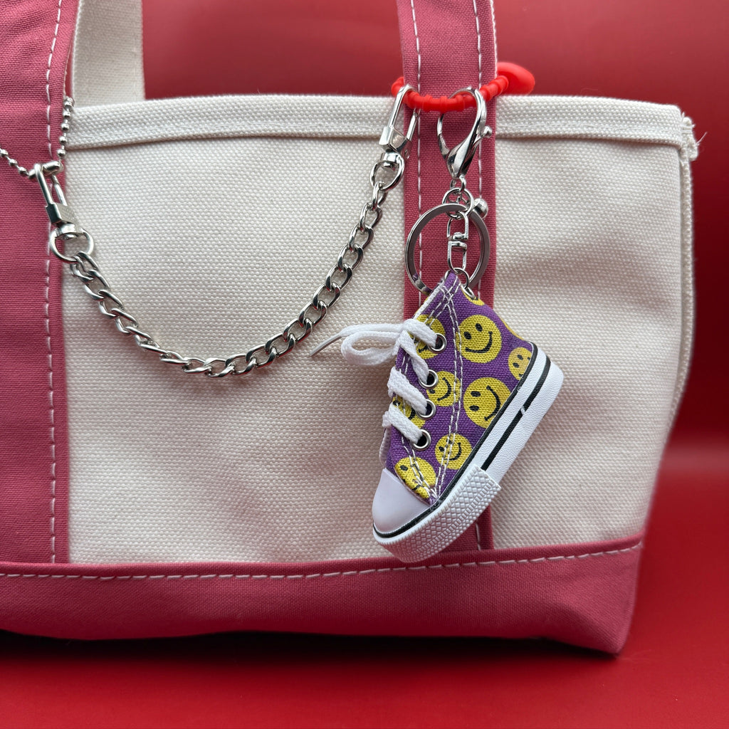 Vintage 90s Purple Smiley Face Sneaker Bag Charm