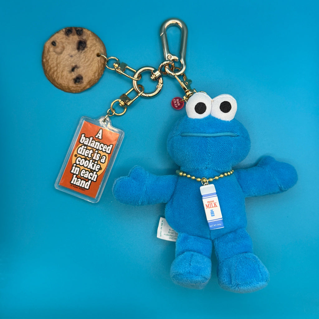 Vintage Cookie Monster Plush Gold Bag Charm Pack