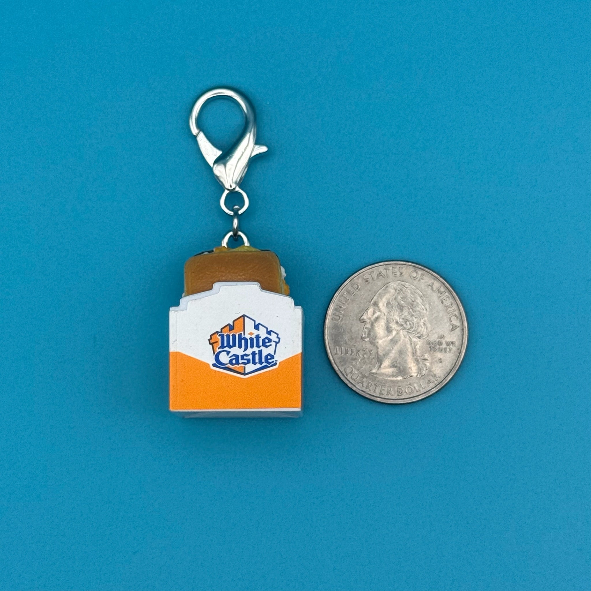 Mini White Castle cheeseburger -  vintage keychain vintage charms for bag nostalgia vintage keychains y2k collectible - Bag Crap