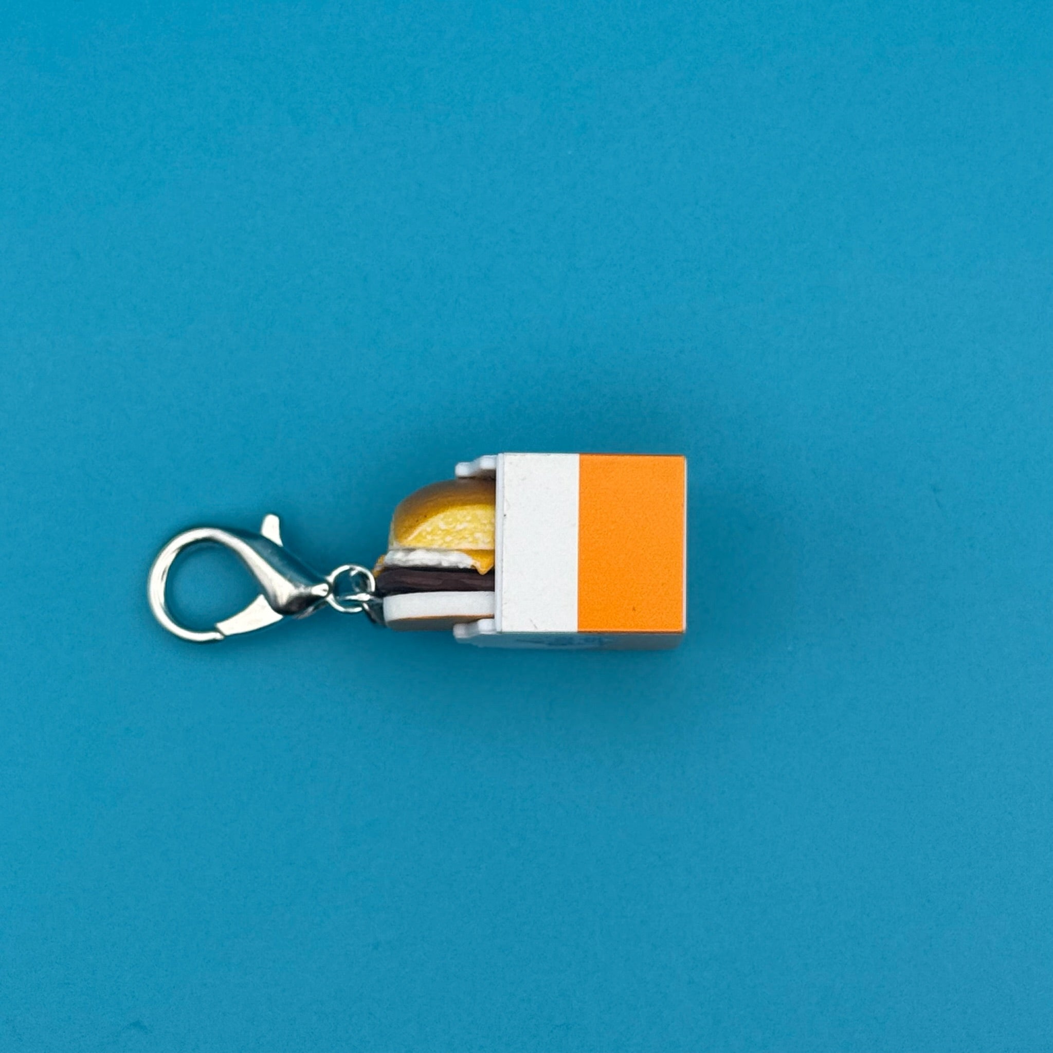 Mini White Castle cheeseburger -  vintage keychain vintage charms for bag nostalgia vintage keychains y2k collectible - Bag Crap