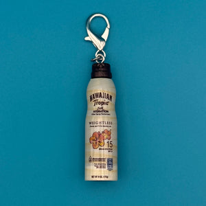 Mini Hawaiian Tropic SPF 15 Spray Sunscreen -  vintage keychain vintage charms for bag nostalgia vintage keychains y2k collectible - Bag Crap