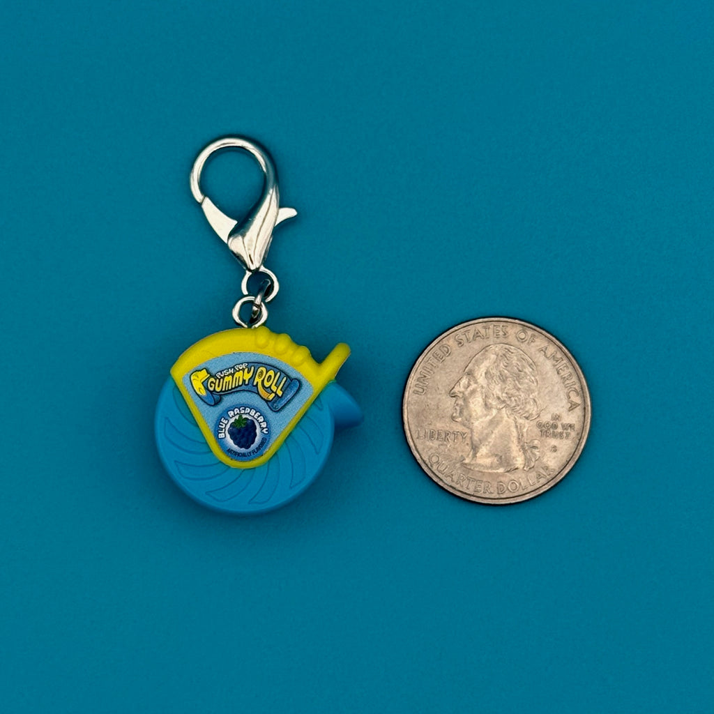 Mini Push Pop Blue Raspberry Gummy Roll Bag Charm