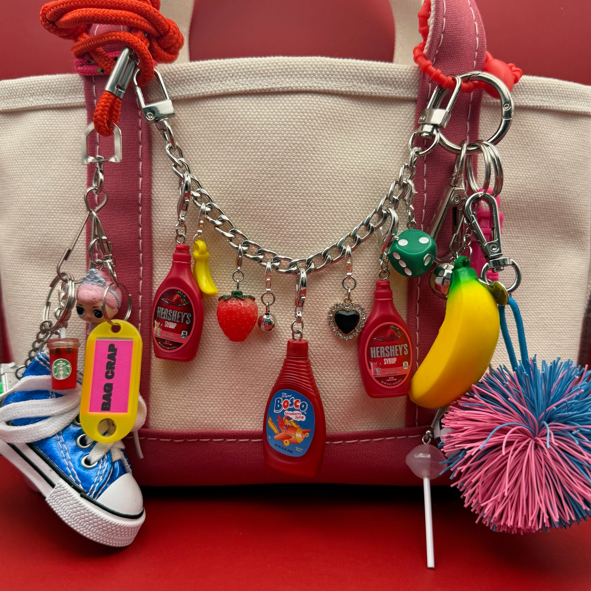 RARE Mini Holographic Hershey's Strawberry Syrup -  vintage keychain vintage charms for bag nostalgia vintage keychains y2k collectible - Bag Crap