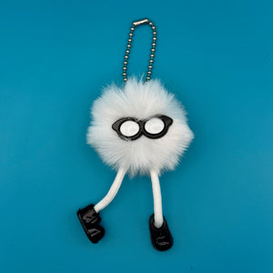 White and Black Pom Pom Walking Weirdo -  vintage keychain vintage charms for bag nostalgia vintage keychains y2k collectible - Bag Crap